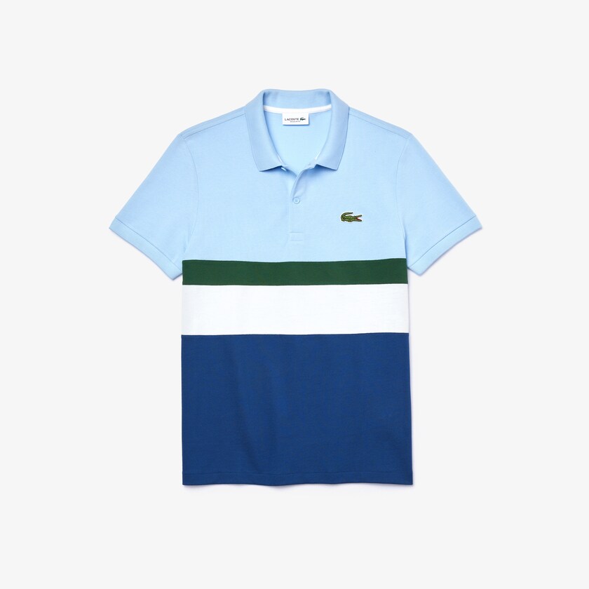 Camisa Polo Lacoste Regular Fit Colorblock Cotton Piqué Hombre Azules Blancos Verdes Azules | BS7-89138K9
