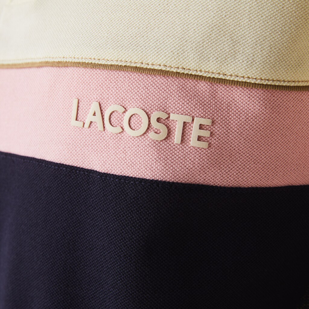 Camisa Polo Lacoste Regular Fit Colorblock Cotton Piqué Hombre Beige Azul Marino Azules Rosas | QS8-60506Q5