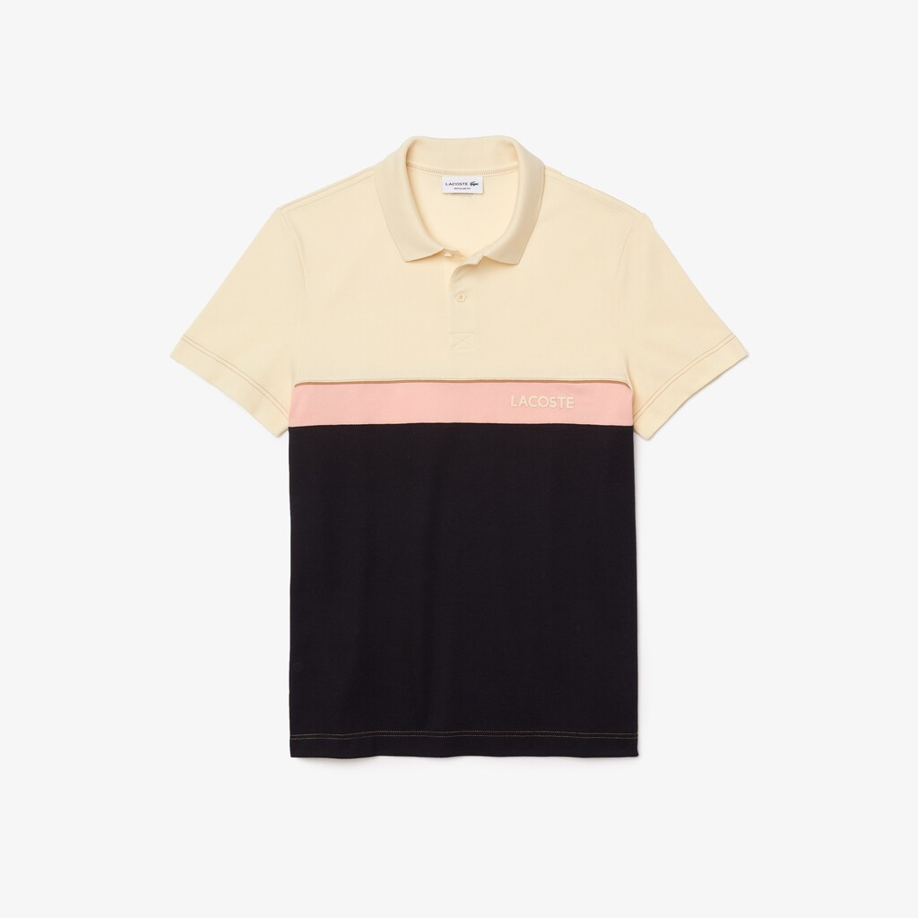Camisa Polo Lacoste Regular Fit Colorblock Cotton Piqué Hombre Beige Azul Marino Azules Rosas | QS8-60506Q5