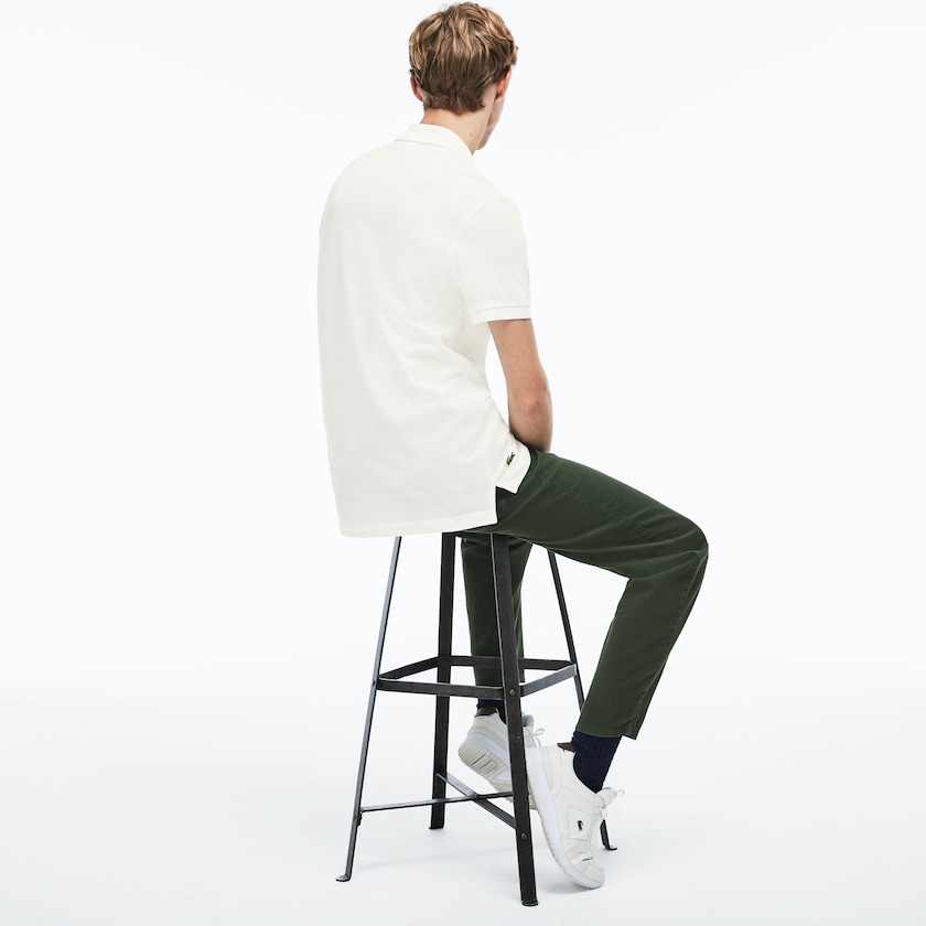 Camisa Polo Lacoste Regular Fit LCST Lettering Petit Piqué Hombre Blancos | RF5-62606E0