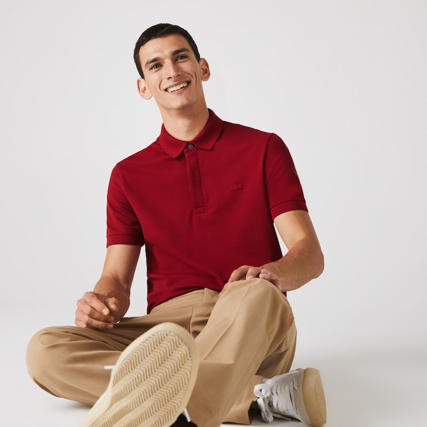 Camisa Polo Lacoste Regular Fit Paris Hombre Rojos Oscuro | GB9-98639U6