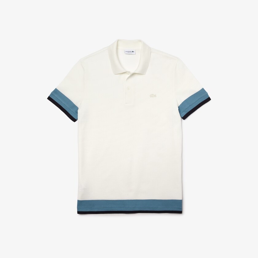Camisa Polo Lacoste Regular Fit Textured Cotton Piqué Hombre Blancos Azules Azul Marino Azules | SJ9-71527V7