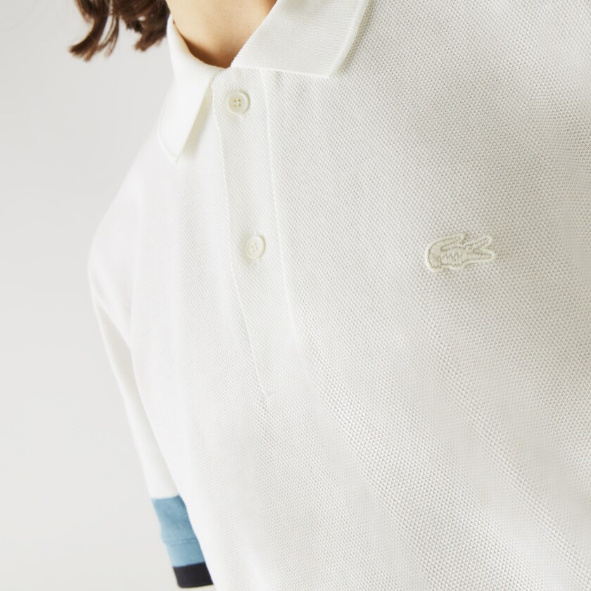 Camisa Polo Lacoste Regular Fit Textured Cotton Piqué Hombre Blancos Azules Azul Marino Azules | SJ9-71527V7