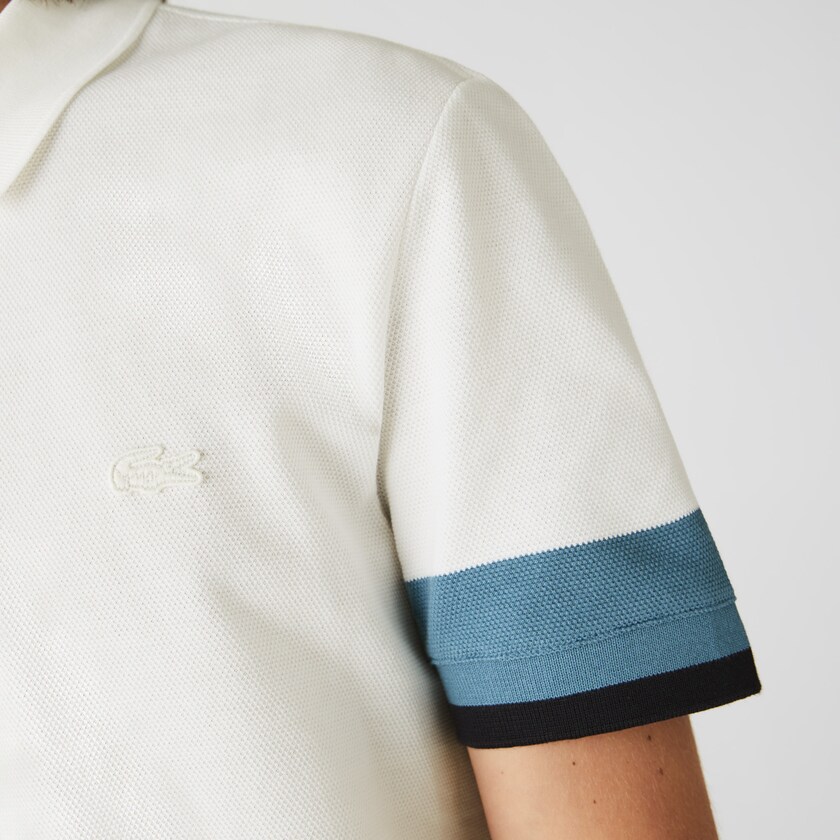 Camisa Polo Lacoste Regular Fit Textured Cotton Piqué Hombre Blancos Azules Azul Marino Azules | SJ9-71527V7