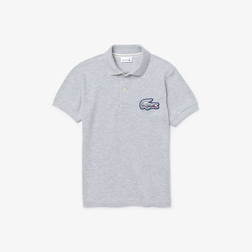 Camisa Polo Lacoste Niños Grises Regular fit Crocodile Flecked Cotton Piqué IQ1-13571K3