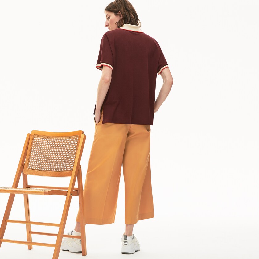 Camisa Polo Lacoste Relaxed Fit Cotton Mujer Rojos Oscuro Beige Rojos | SS8-86108Z4