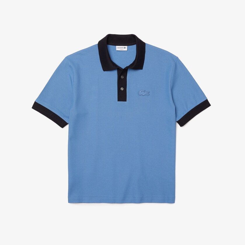 Camisa Polo Lacoste Relaxed Fit Textured Cotton Piqué Hombre Azules Azul Marino Azules | AV3-50825Z0