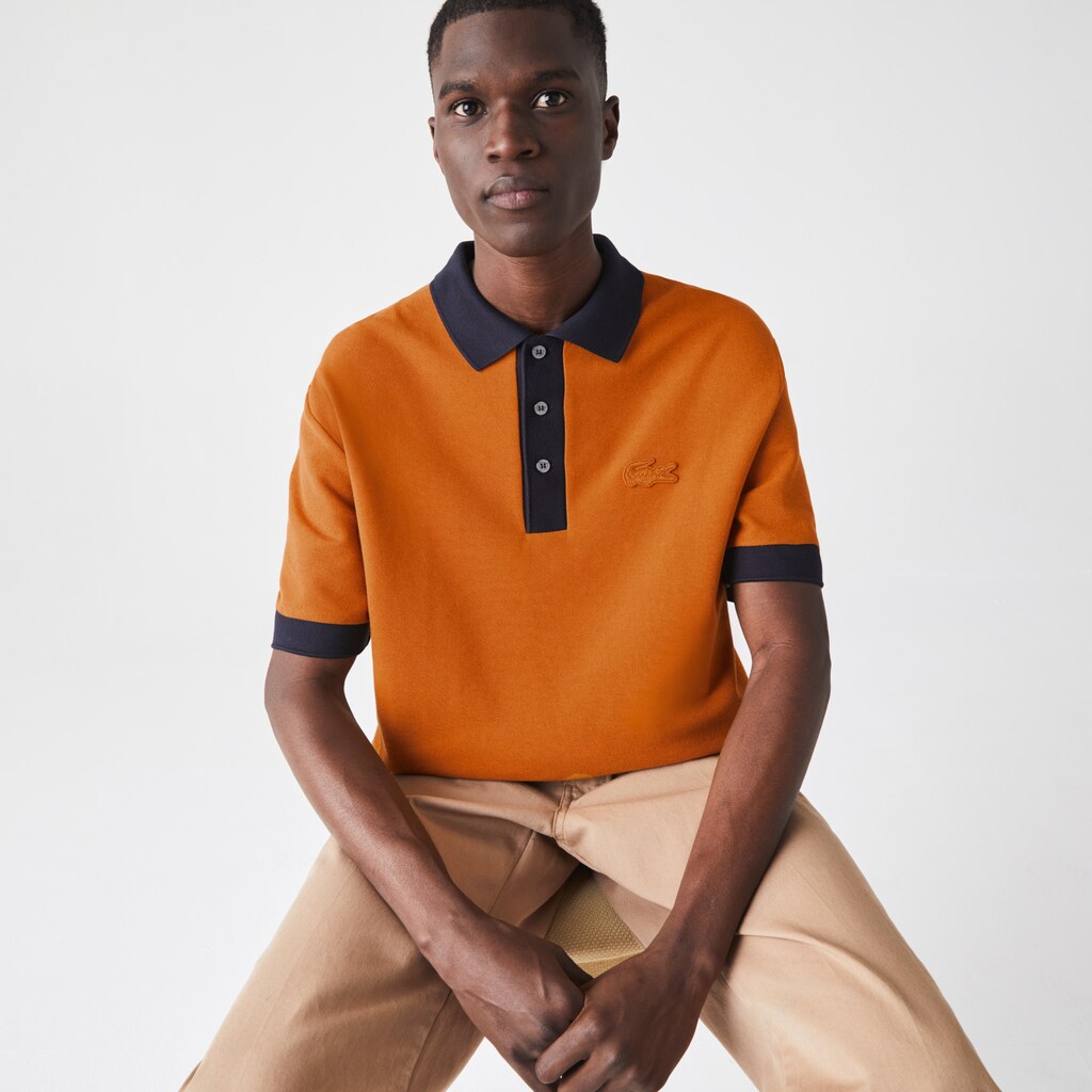 Camisa Polo Lacoste Relaxed Fit Textured Cotton Piqué Hombre Azules Azul Marino Azules | WG8-90039F7