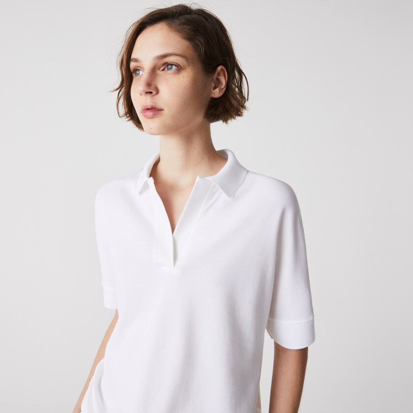 Camisa Polo Lacoste Relaxed Piqué Mujer Blancos | HI3-25902U9