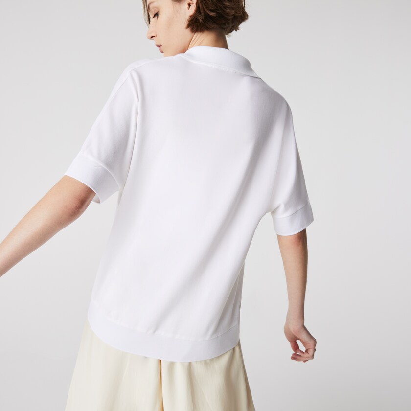 Camisa Polo Lacoste Relaxed Piqué Mujer Blancos | HI3-25902U9