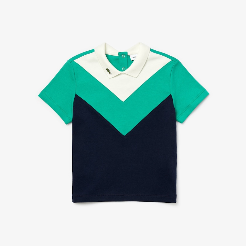 Camisa Polo Lacoste Niños Blancos Verdes Azul Marino Azules Reverse Collar Colorblock Cotton NW7-54925P9