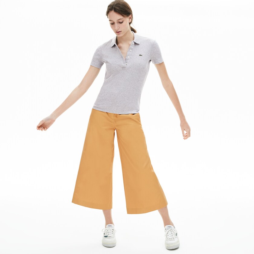 Camisa Polo Lacoste Ribbed Cotton Mujer Grises | UE5-11171C3