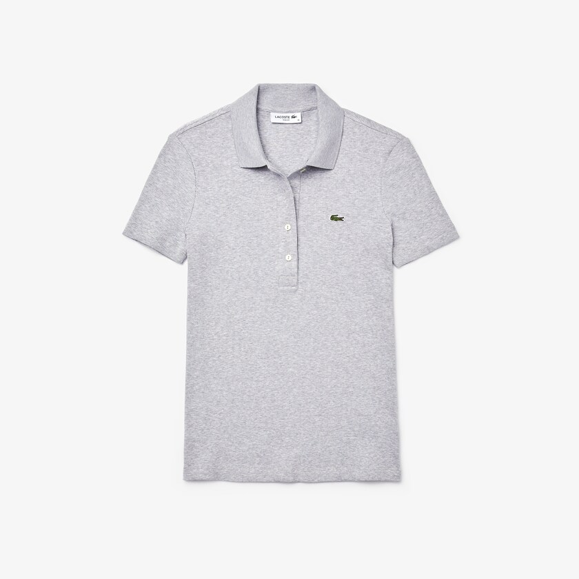 Camisa Polo Lacoste Ribbed Cotton Mujer Grises | UE5-11171C3
