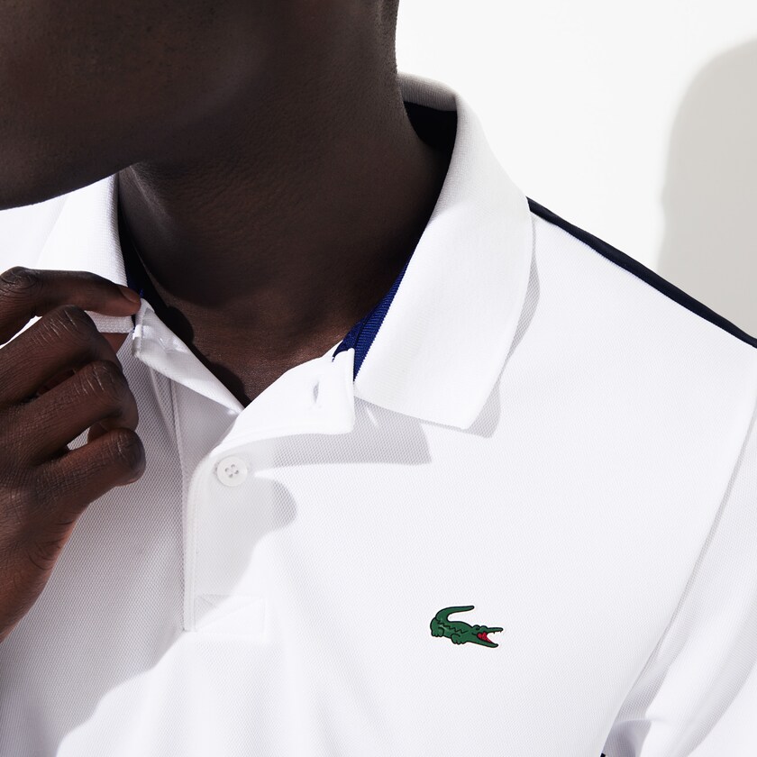Camisa Polo Lacoste SPORT Breathable Color-Block Piqué Hombre Blancos Azul Marino Azules | BK3-68086M0