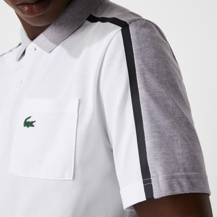 Camisa Polo Lacoste SPORT Breathable Colorblock Golf Hombre Grises Blancos Azul Marino Azules Grises | WQ1-70347F8