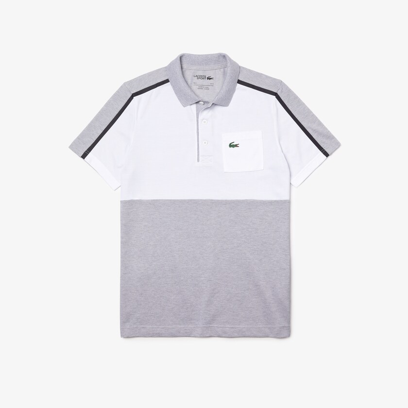 Camisa Polo Lacoste SPORT Breathable Colorblock Golf Hombre Grises Blancos Azul Marino Azules Grises | WQ1-70347F8