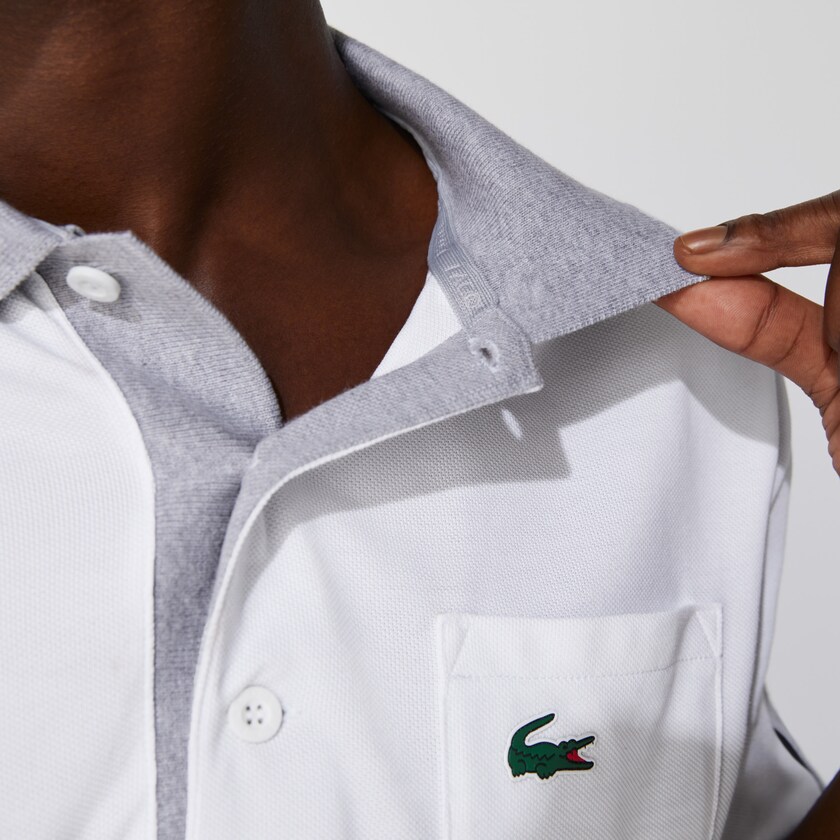 Camisa Polo Lacoste SPORT Breathable Colorblock Golf Hombre Grises Blancos Azul Marino Azules Grises | WQ1-70347F8