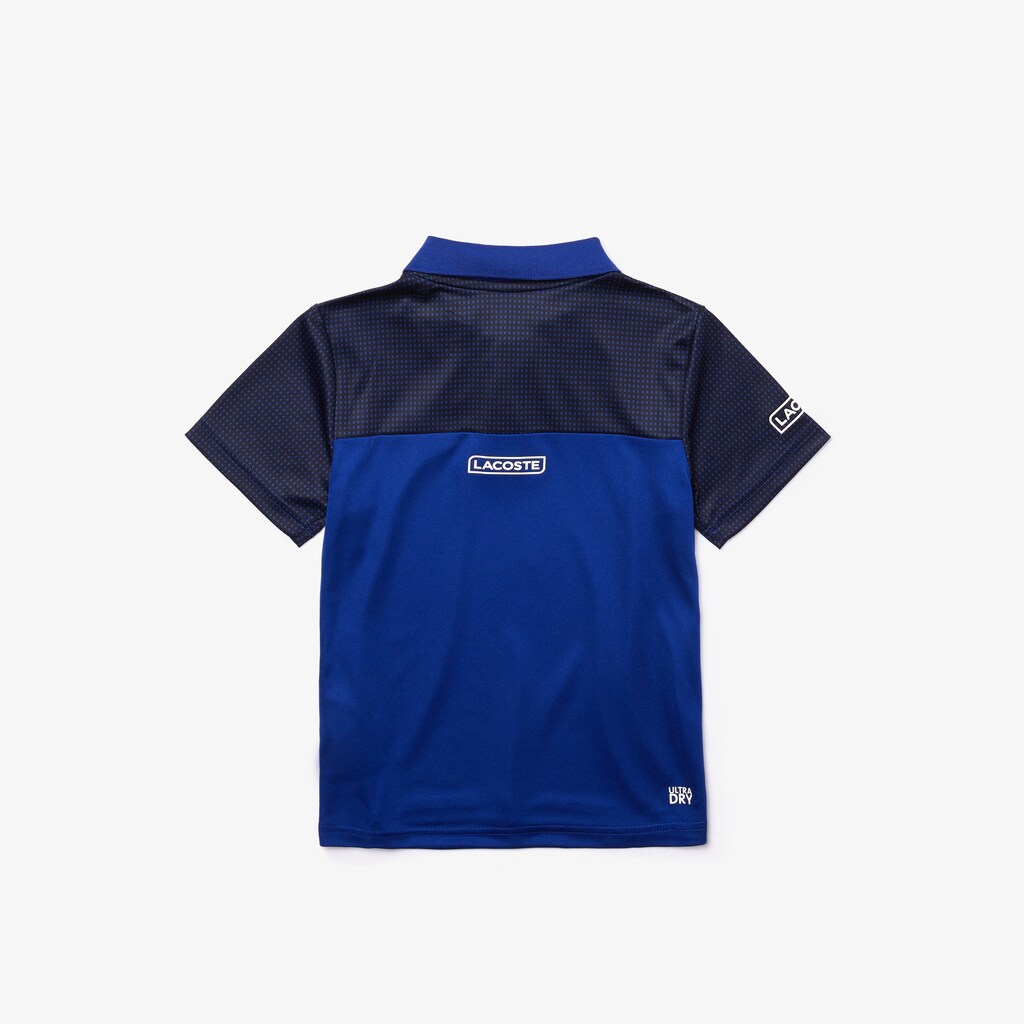 Camisa Polo Lacoste Niños Azules Negros Blancos SPORT Breathable Piqué Tennis JO3-61786C9