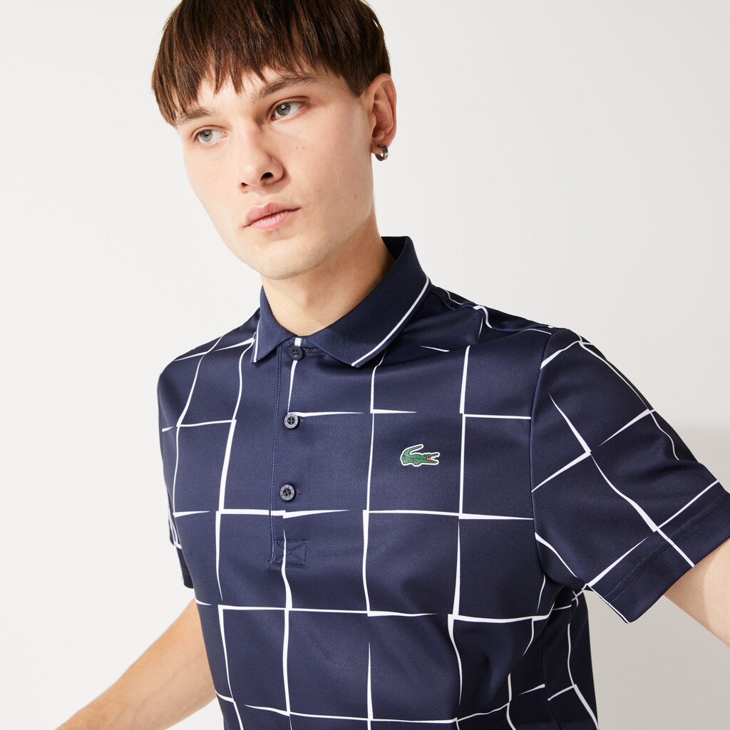 Camisa Polo Lacoste SPORT Breathable Print Piqué Tennis Hombre Beige Rojos | JV5-44714I0