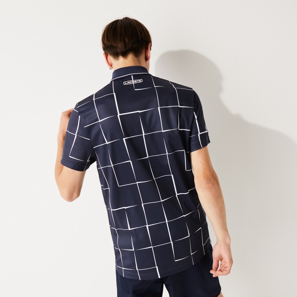 Camisa Polo Lacoste SPORT Breathable Print Piqué Tennis Hombre Beige Rojos | JV5-44714I0