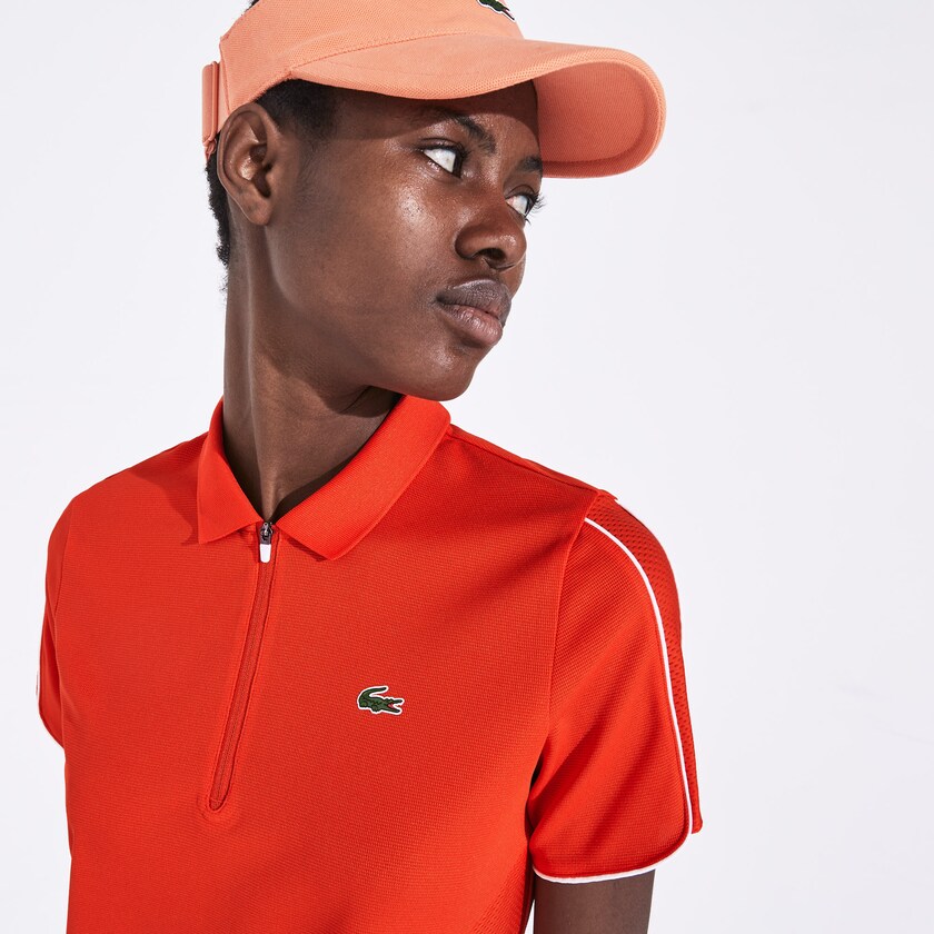 Camisa Polo Lacoste SPORT Breathable Zip-Up Mujer Rojos Blancos | FF1-68436Z9