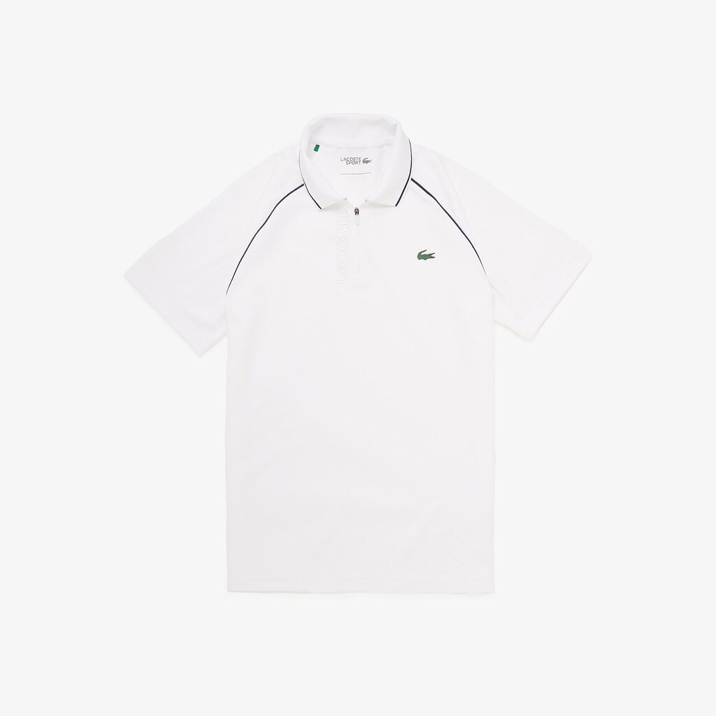 Camisa Polo Lacoste SPORT Breathable Zippered Golf Hombre Blancos Azul Marino Azules | RD0-89368Z3
