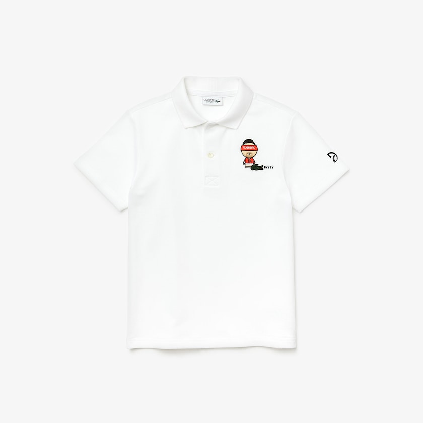 Camisa Polo Lacoste Niños Blancos Azul Marino Azules SPORT Collab Youssef Sy Embroidered Piqué IB6-15511T3