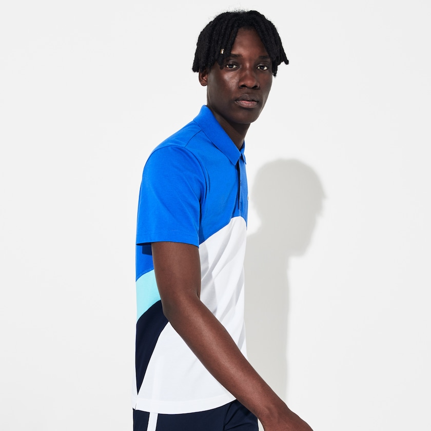 Camisa Polo Lacoste SPORT Colorblock Performance Hombre Azules Blancos Azul Marino Azules Turquesa | BK2-46674P8