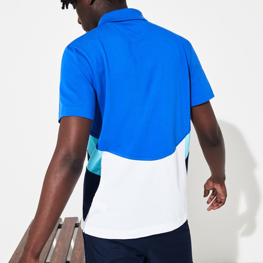 Camisa Polo Lacoste SPORT Colorblock Performance Hombre Azules Blancos Azul Marino Azules Turquesa | BK2-46674P8