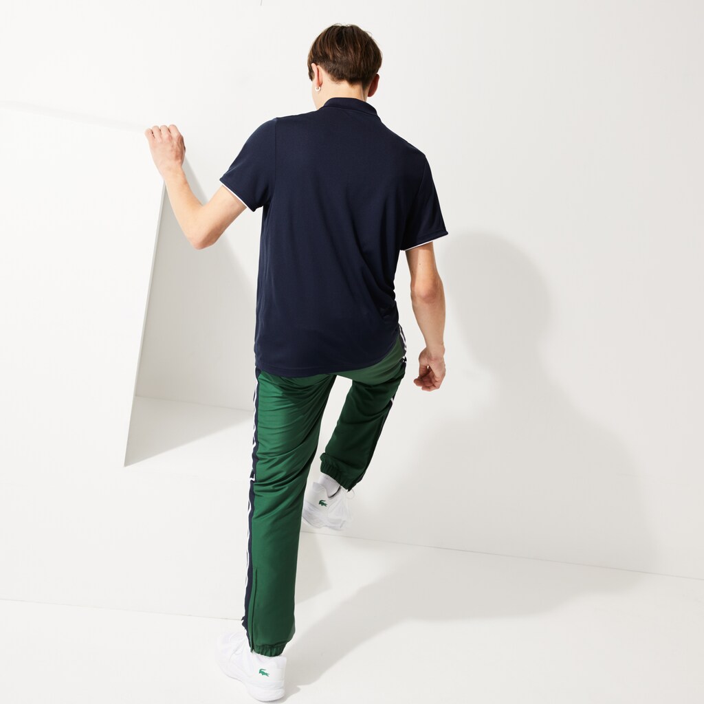 Camisa Polo Lacoste SPORT Contrast Piping Breathable Piqué Hombre Azul Marino Azules Blancos | NI6-68576A9