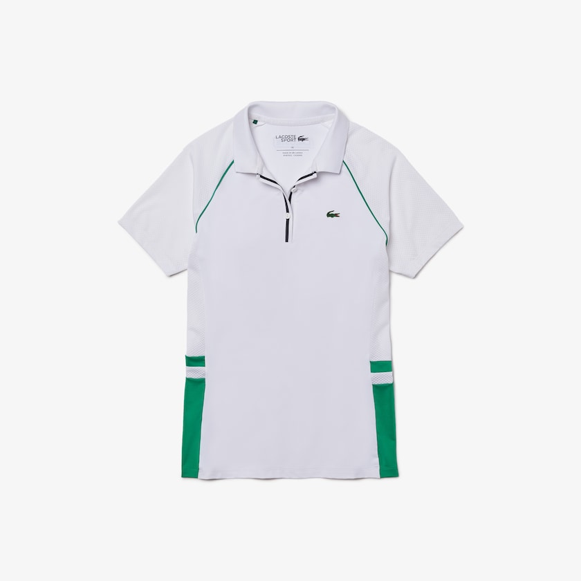 Camisa Polo Lacoste SPORT Mixed-Matterial Breathable Stretch Tennis Mujer Blancos Verdes Azul Marino Azules | IW1-51345U7