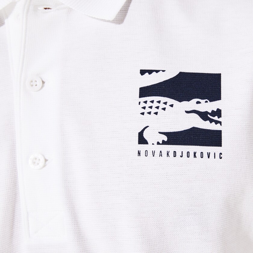 Camisa Polo Lacoste SPORT Novak Djokovic Lightweight Cotton Hombre Blancos Azul Marino Azules | UA7-77107A6