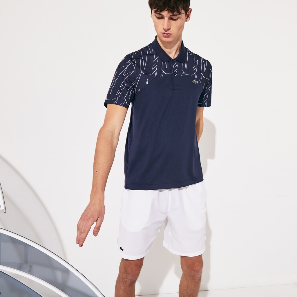 Camisa Polo Lacoste SPORT Novak Djokovic Breathable Ultra-Light Hombre Azul Marino Azules Blancos | XV4-97909B2
