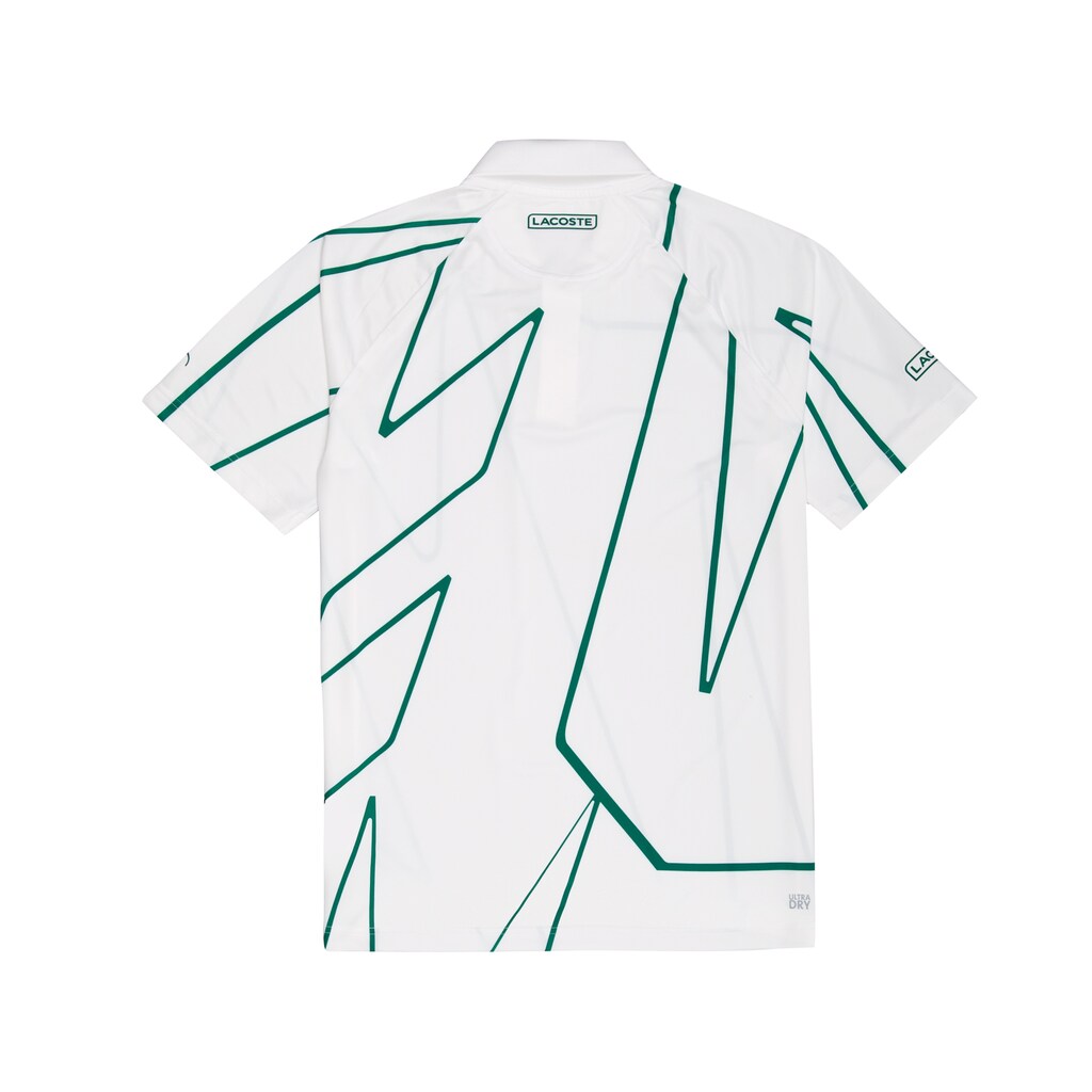 Camisa Polo Lacoste SPORT Novak Djokovic Printed Breathable Hombre Blancos Verdes | PB7-45074G9