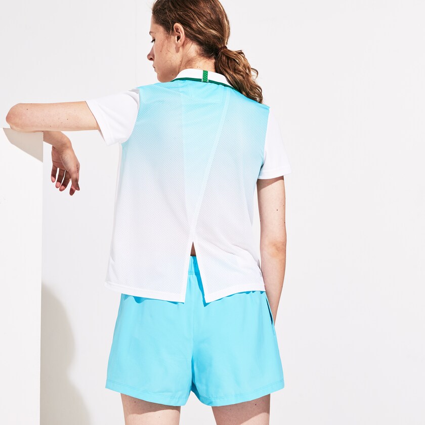 Camisa Polo Lacoste SPORT Roland Garros Ombré-Print Mujer Blancos Turquesa Verdes | IM5-31933Z4