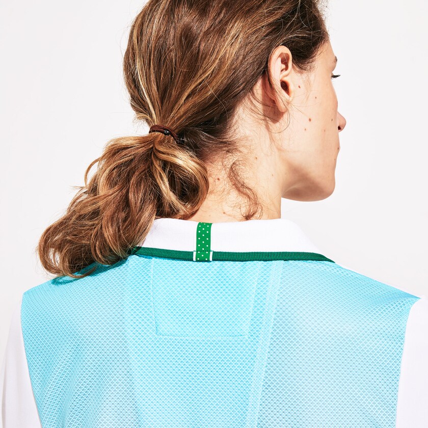 Camisa Polo Lacoste SPORT Roland Garros Ombré-Print Mujer Blancos Turquesa Verdes | IM5-31933Z4