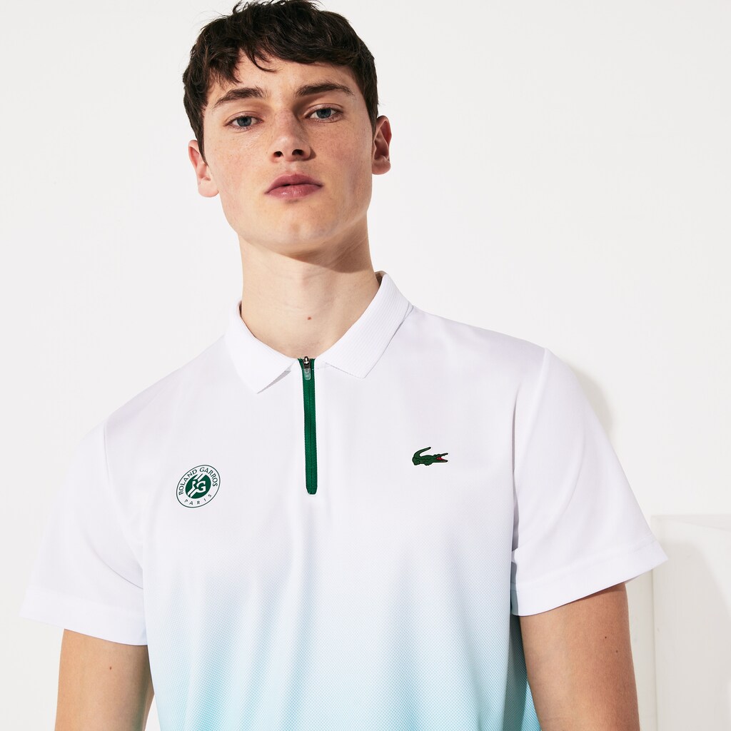 Camisa Polo Lacoste SPORT Roland Garros Zip-Front Performance Hombre Blancos Turquesa Verdes | ZR0-16251E4