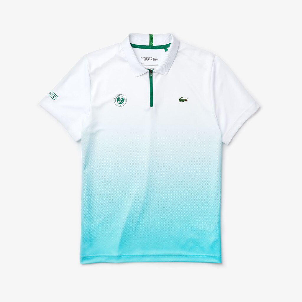 Camisa Polo Lacoste SPORT Roland Garros Zip-Front Performance Hombre Blancos Turquesa Verdes | ZR0-16251E4