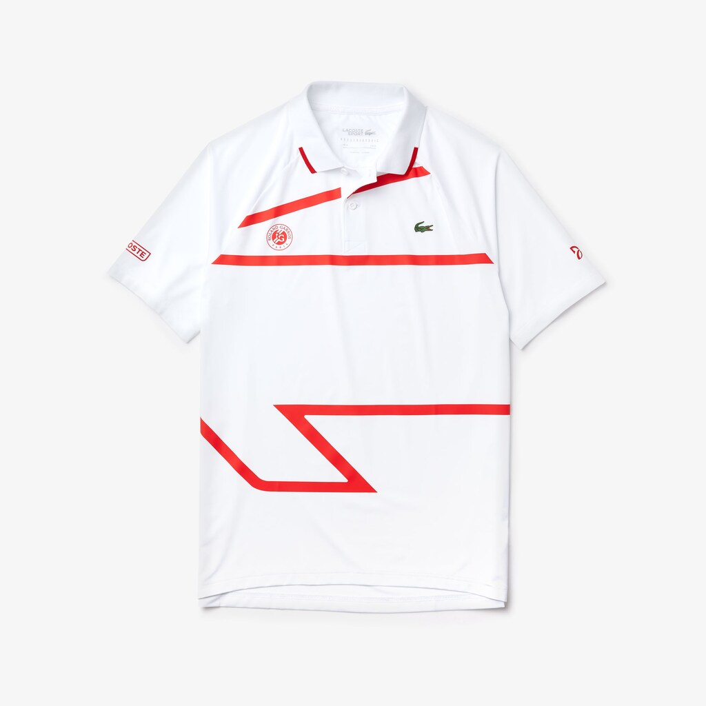 Camisa Polo Lacoste SPORT Roland Garros x Novak Djokovic Hombre Blancos Rojos | AR6-44984D9