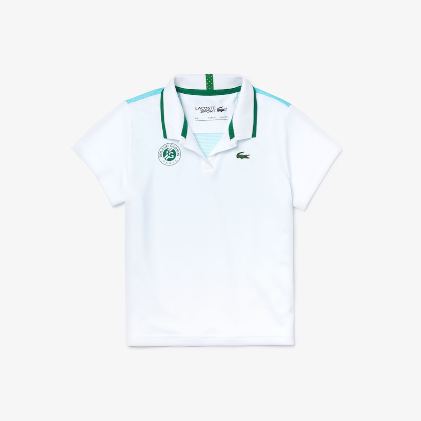 Camisa Polo Lacoste Niños Blancos Turquesa Verdes SPORT Roland Garros V-Neck JV1-77137V4