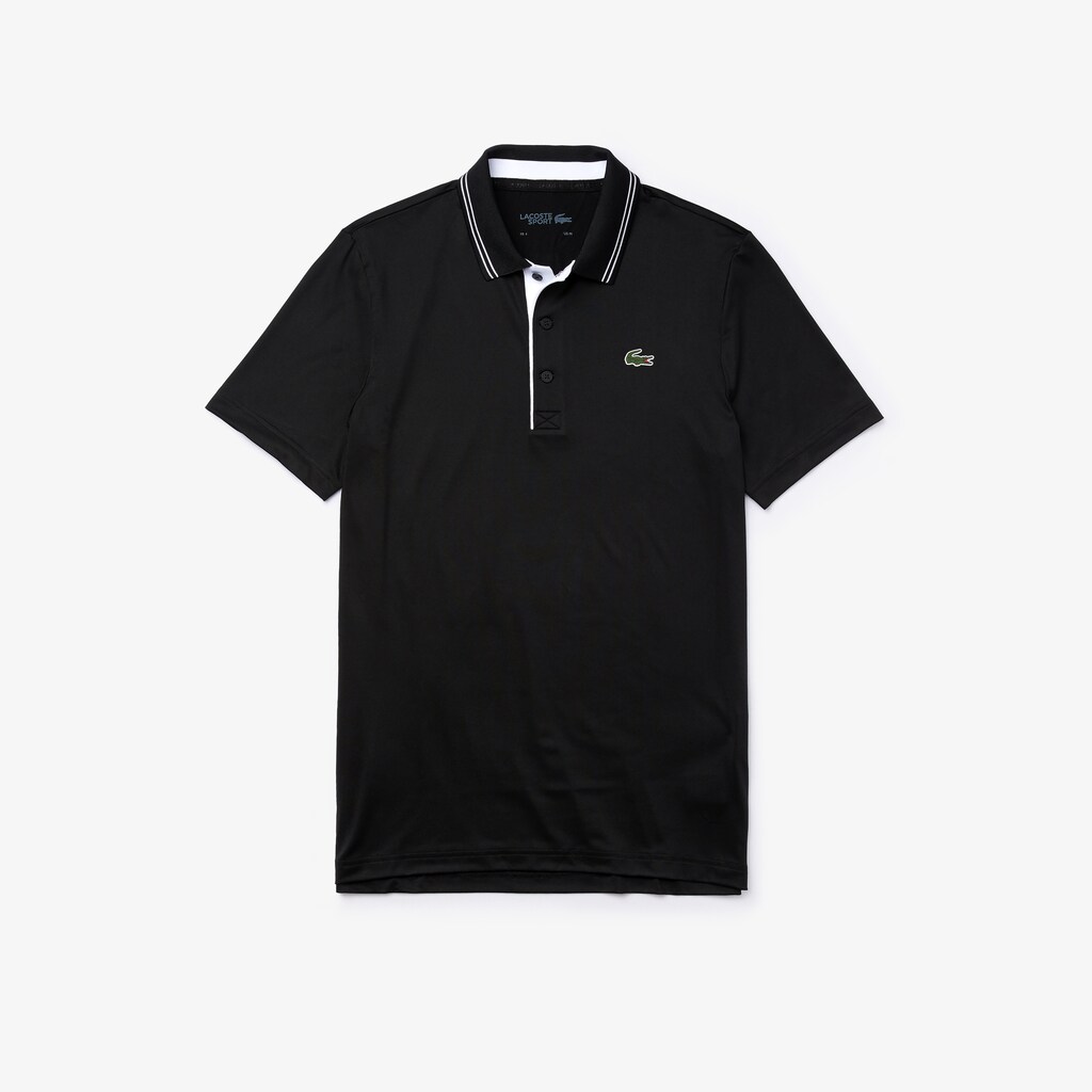 Camisa Polo Lacoste SPORT Signature Breathable Golf Hombre Negros Blancos | LI5-28072R9