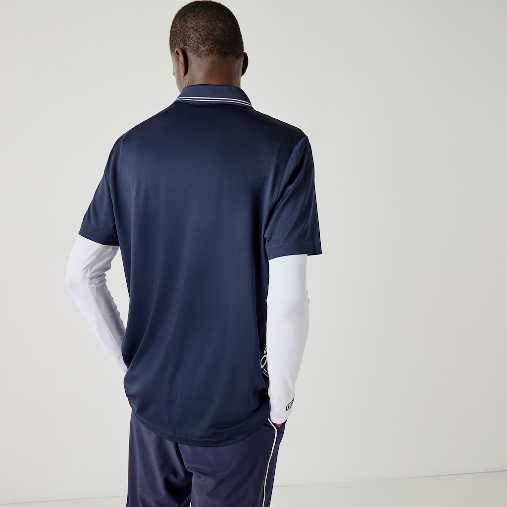 Camisa Polo Lacoste SPORT Signature Breathable Golf Hombre Azul Marino Azules Blancos | GD2-77587T7