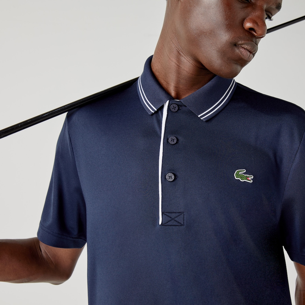 Camisa Polo Lacoste SPORT Signature Breathable Golf Hombre Azul Marino Azules Blancos | GD2-77587T7
