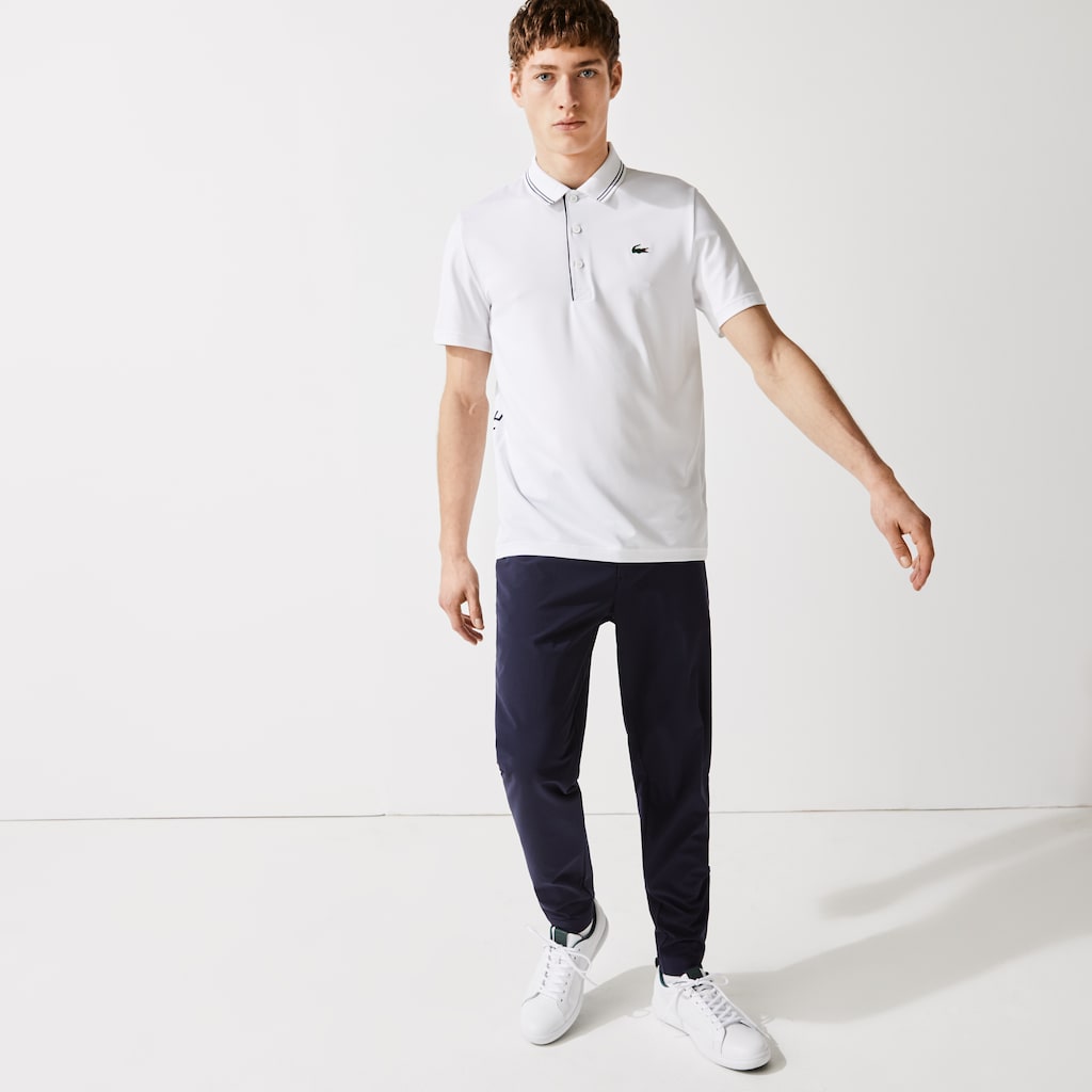Camisa Polo Lacoste SPORT Signature Breathable Golf Hombre Blancos Azul Marino Azules | VC3-55375E6