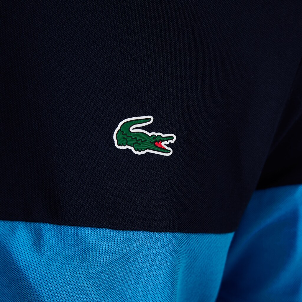 Camisa Polo Lacoste SPORT Striped Stretch Piqué Zip-Up Golf Hombre Azul Marino Azules Azules Blancos | AT8-97369R6