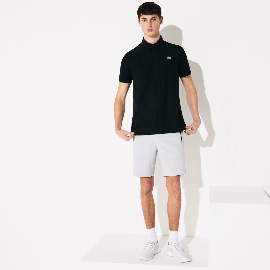 Camisa Polo Lacoste SPORT Textured Breathable Golf Hombre Negros | CT1-26202U5