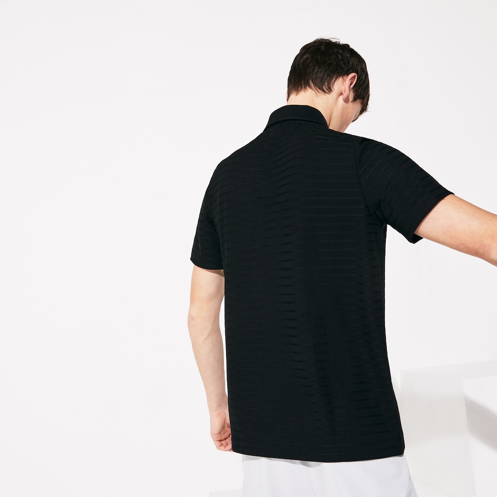 Camisa Polo Lacoste SPORT Textured Breathable Golf Hombre Negros | CT1-26202U5