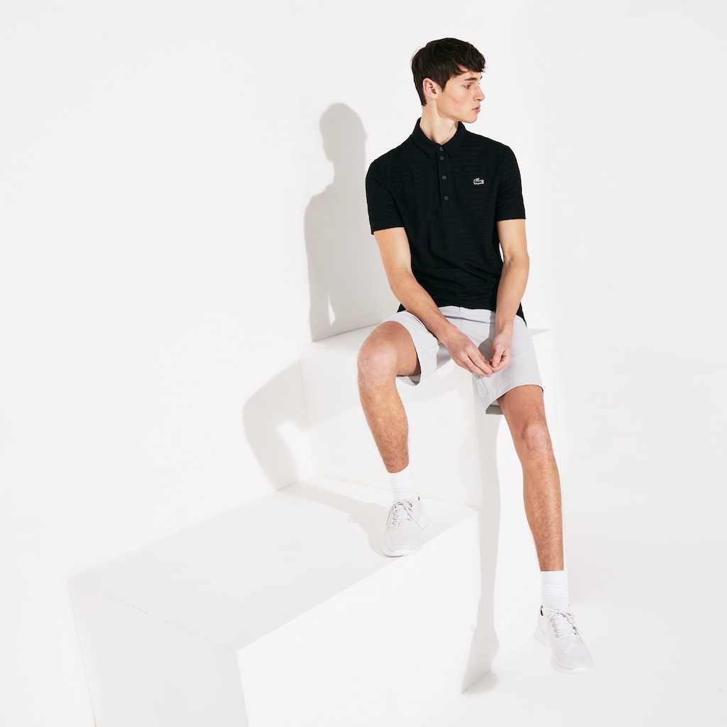 Camisa Polo Lacoste SPORT Textured Breathable Golf Hombre Negros | CT1-26202U5
