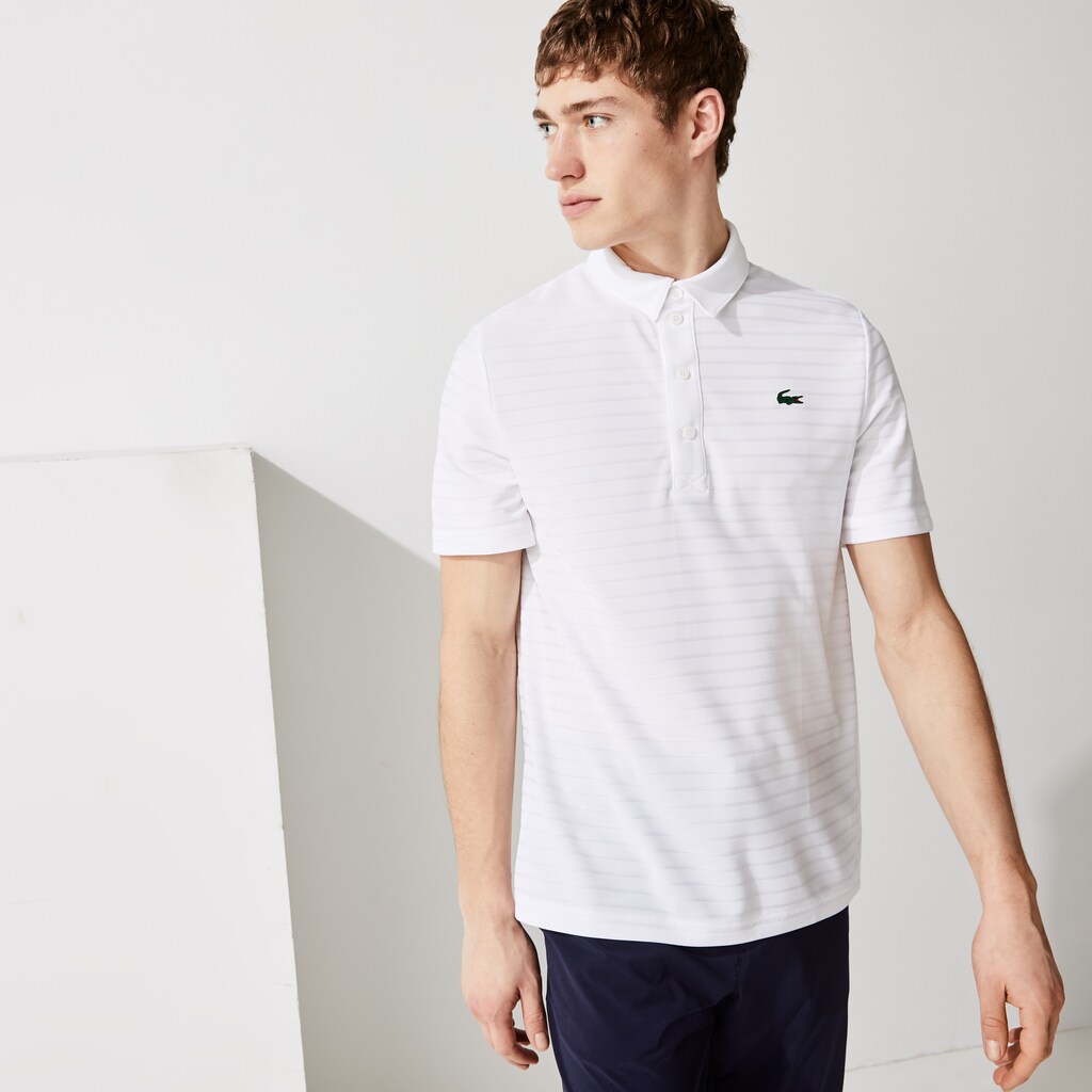 Camisa Polo Lacoste SPORT Textured Breathable Golf Hombre Blancos | GG3-11571E8