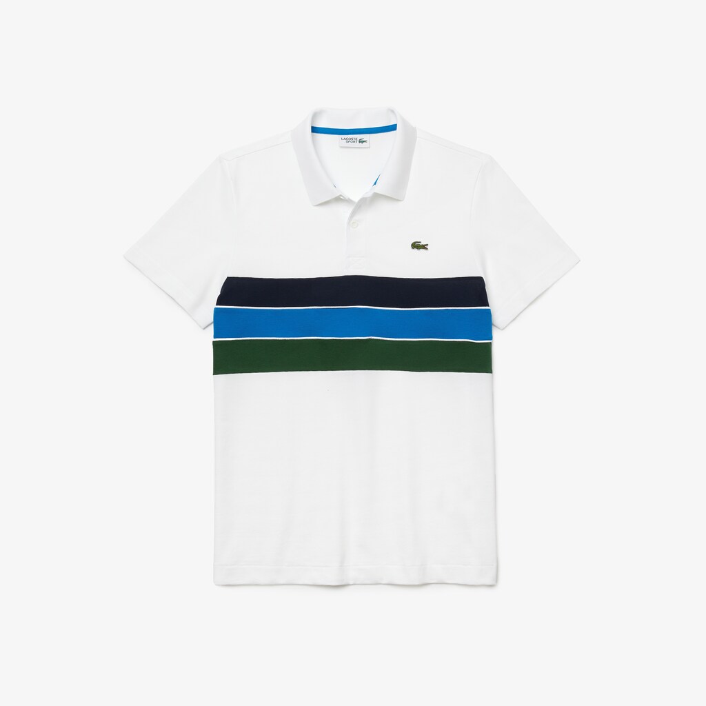 Camisa Polo Lacoste SPORT Tricolor Paneled Lightweight Cotton Hombre Blancos Verdes Azules Azul Marino Azules Blancos | AI8-15541K8